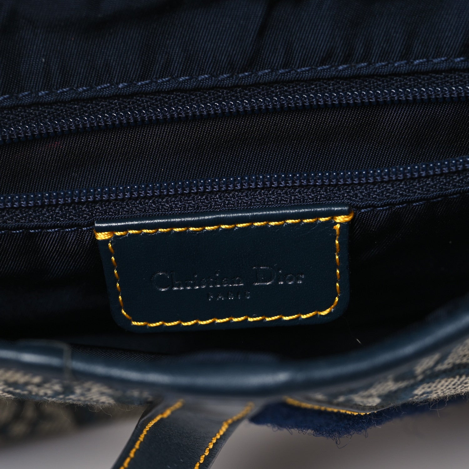 Christian Dior Monogram Double Saddle Bag Navy Blue 6 of 12