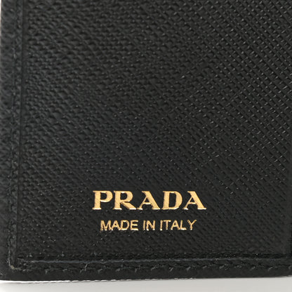 Prada Saffiano Triangle Bi-Fold Wallet Black 6 of 9