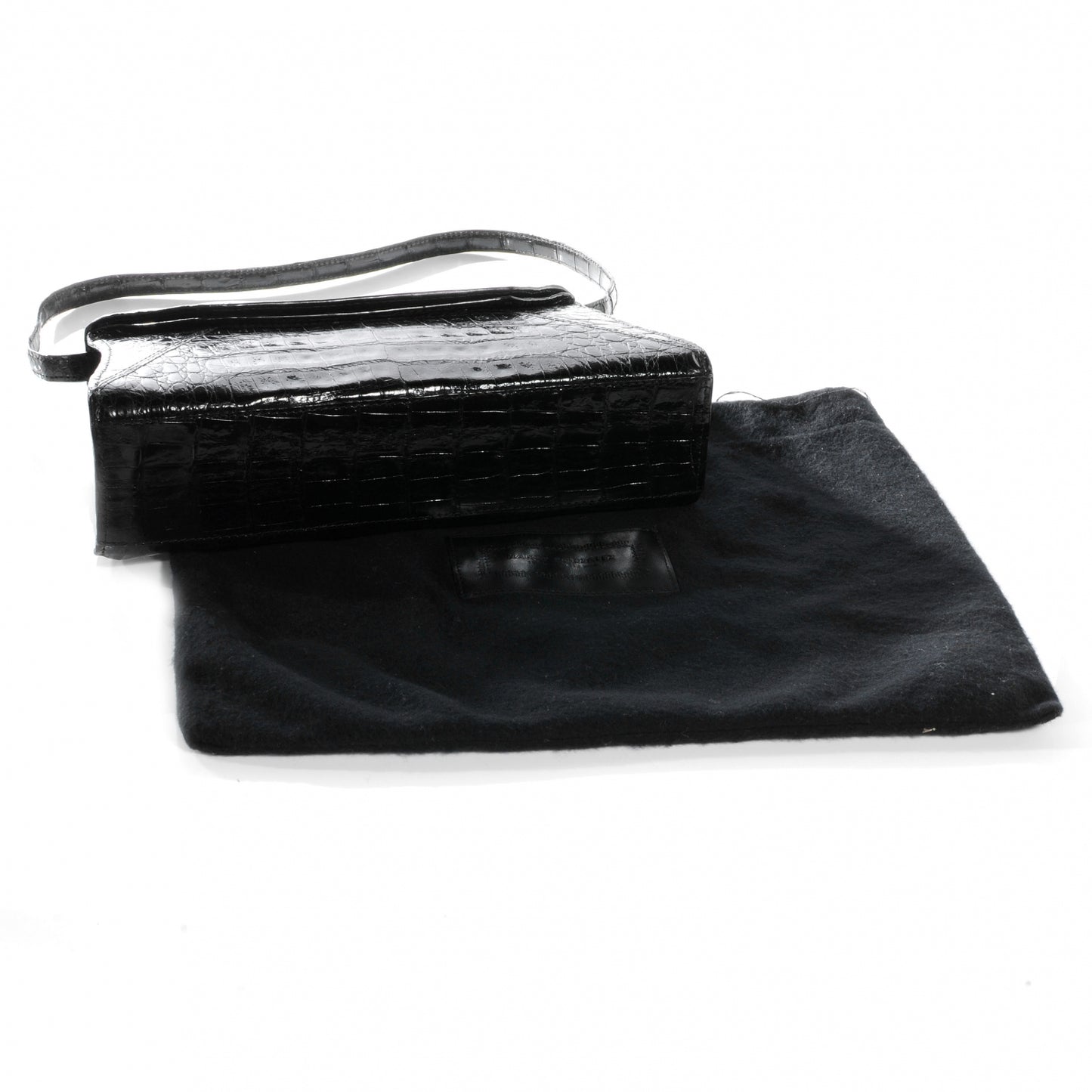 Crocodile Envelope Clutch Black