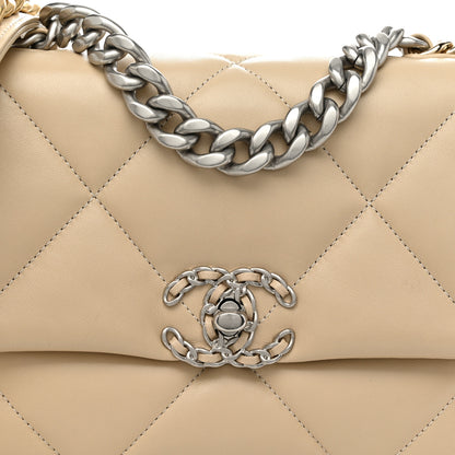 Chanel Lambskin Quilted Medium Chanel 19 Flap Light Beige 8 of 10
