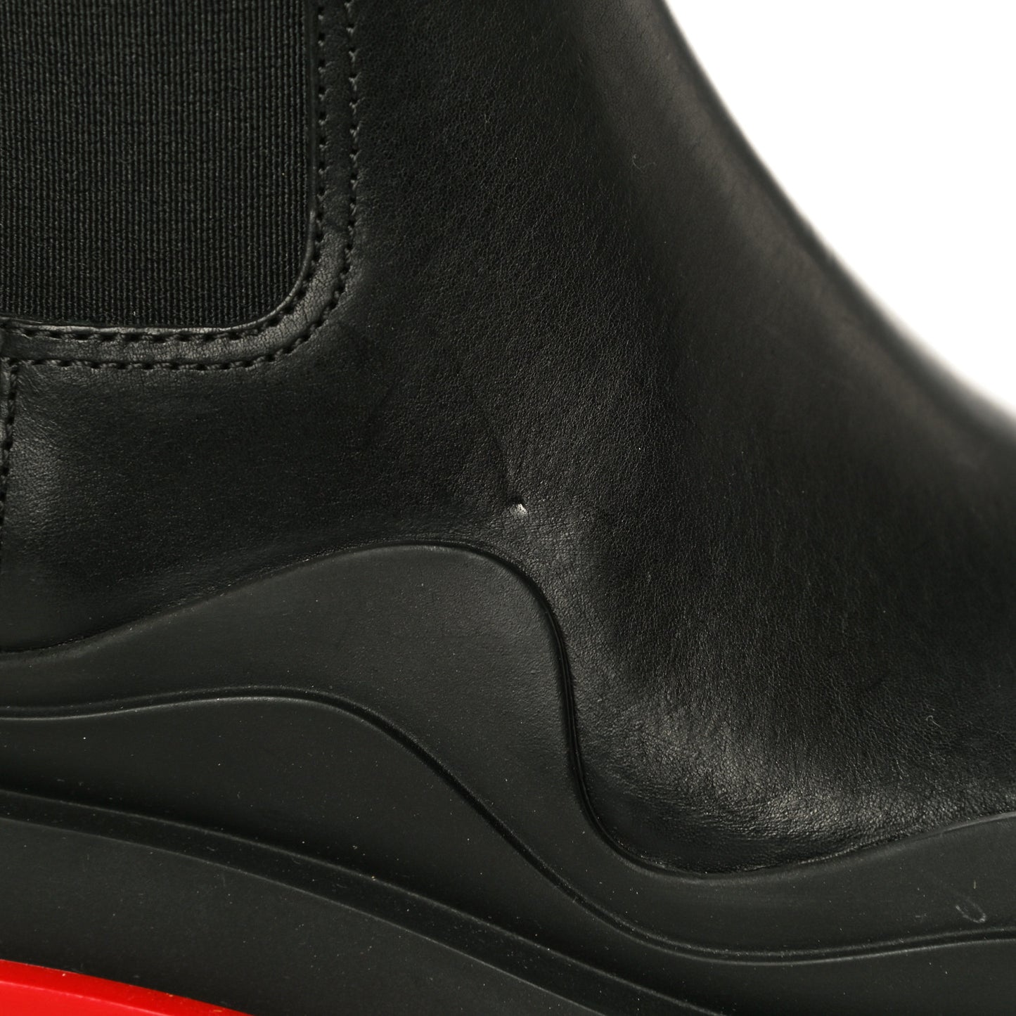 Calfskin The Tire Chelsea Boots 36.5 Black Bright Red