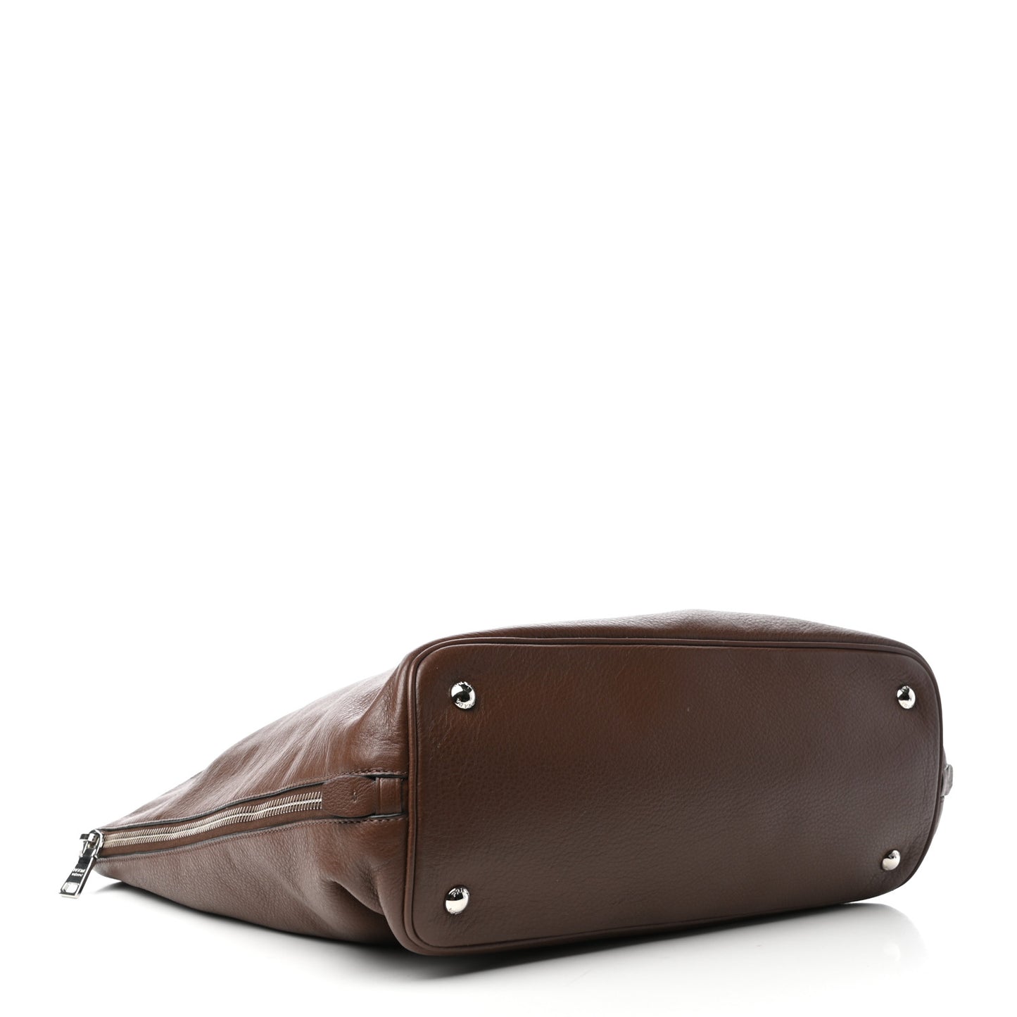 Vitello Daino Side Zip Tote Tabacco