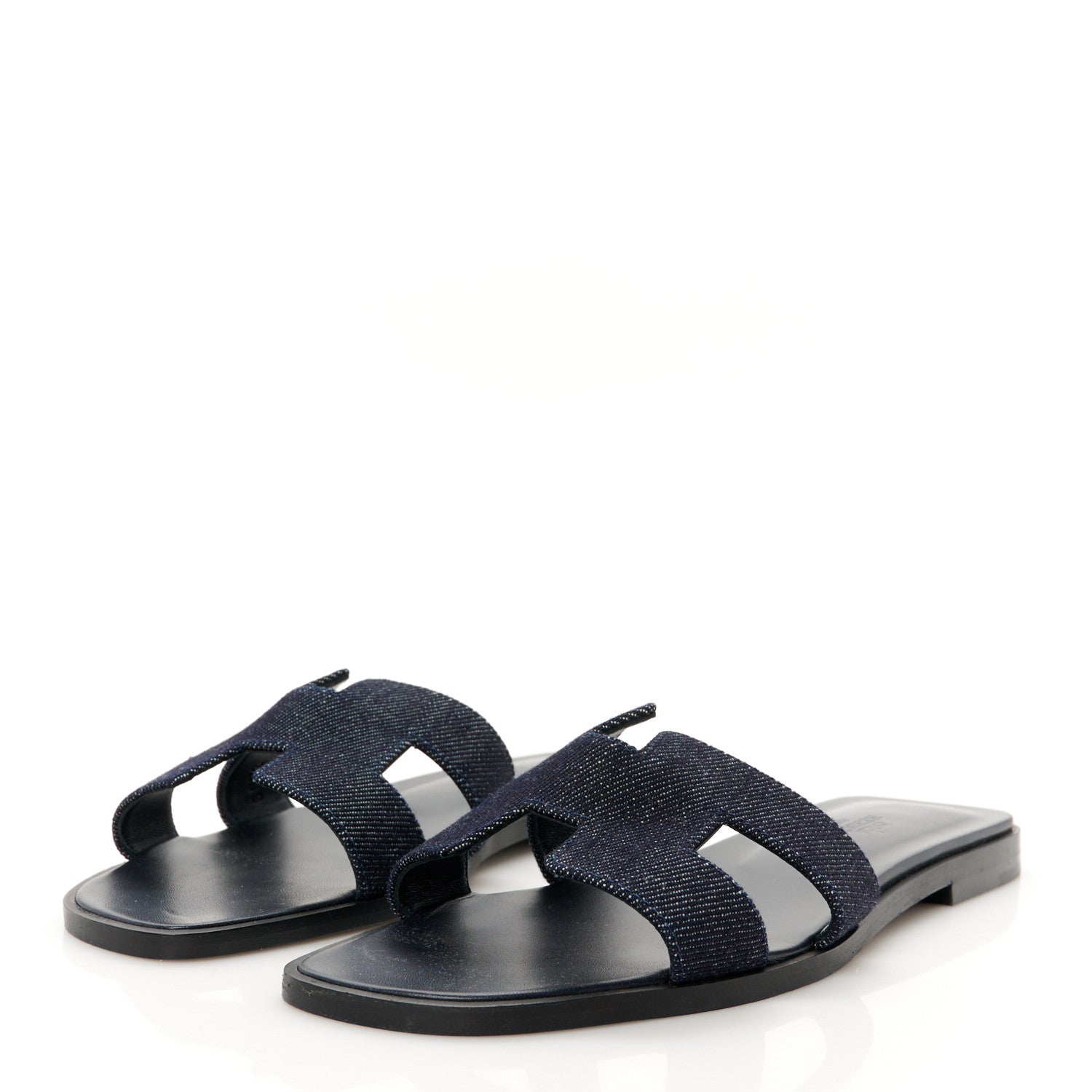 Hermes Denim Canvas Oran Sandals 37.5 Bleu Brut 4 of 9