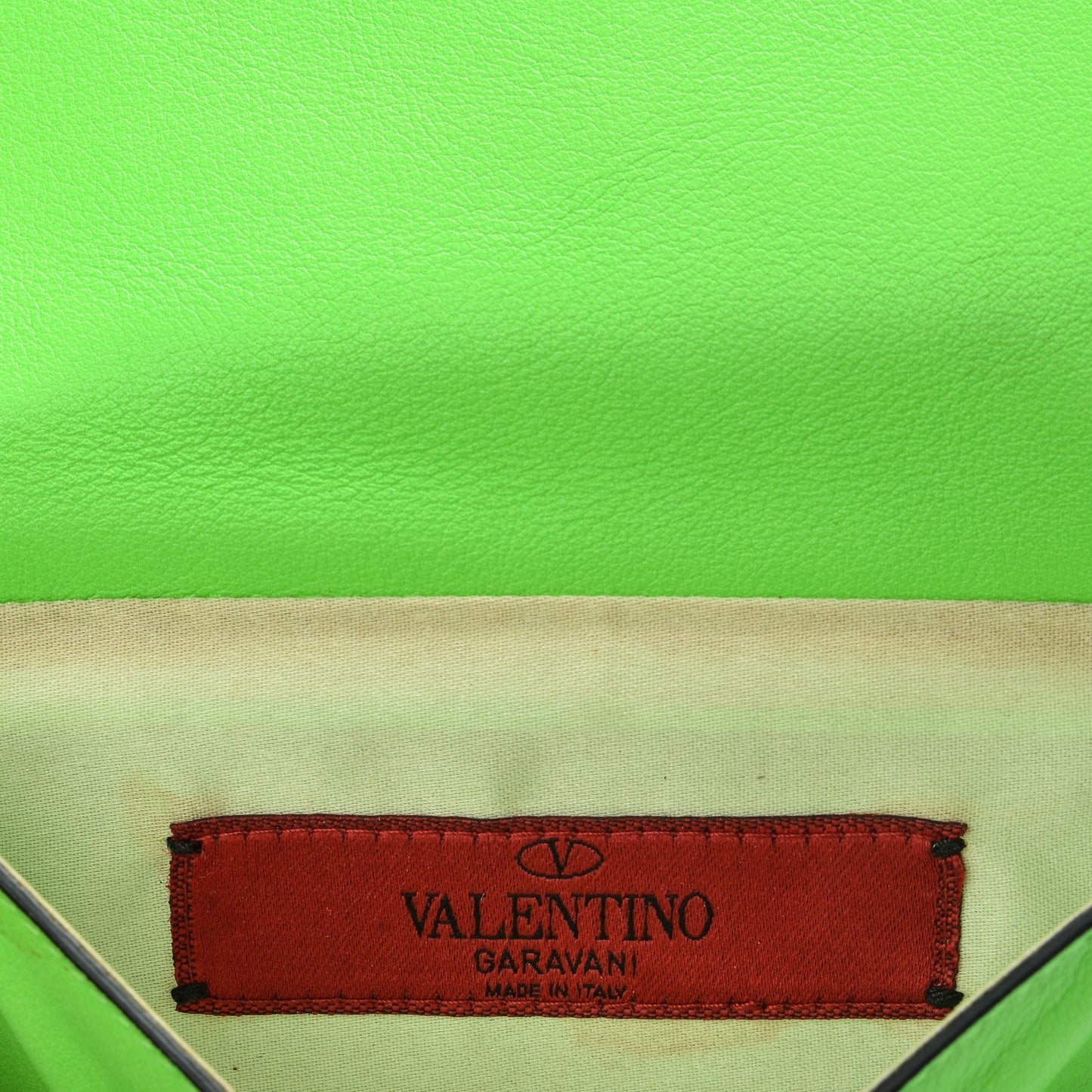 Vitello Rockstud Top Handle Crossbody Bag Green Fluo