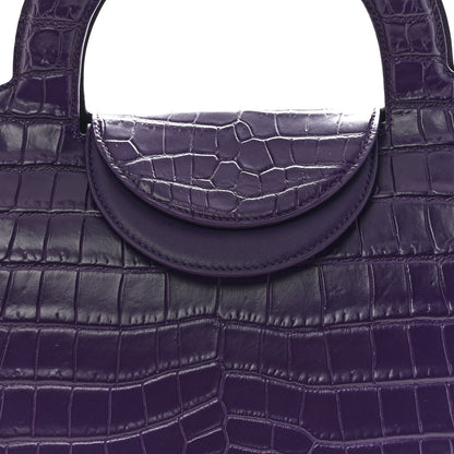 Bottega Veneta Calfskin Crocodile Embossed Doll Top Handle Bag Purple 8 of 11