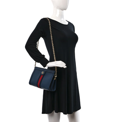 Gucci Textured Calfskin Web Small Ophidia Chain Shoulder Bag Blue Agata 2 of 11