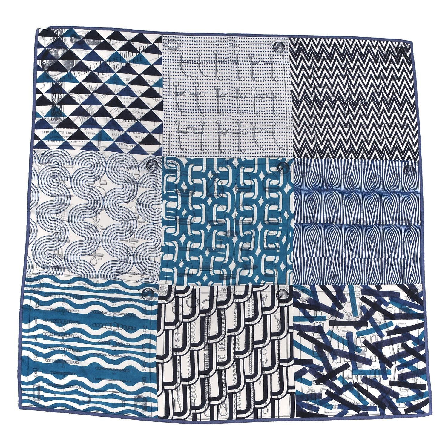 Hermes Cashmere Silk Manufacture de Boucleries Shawl 140 Marine Cobalt White 1 of 5