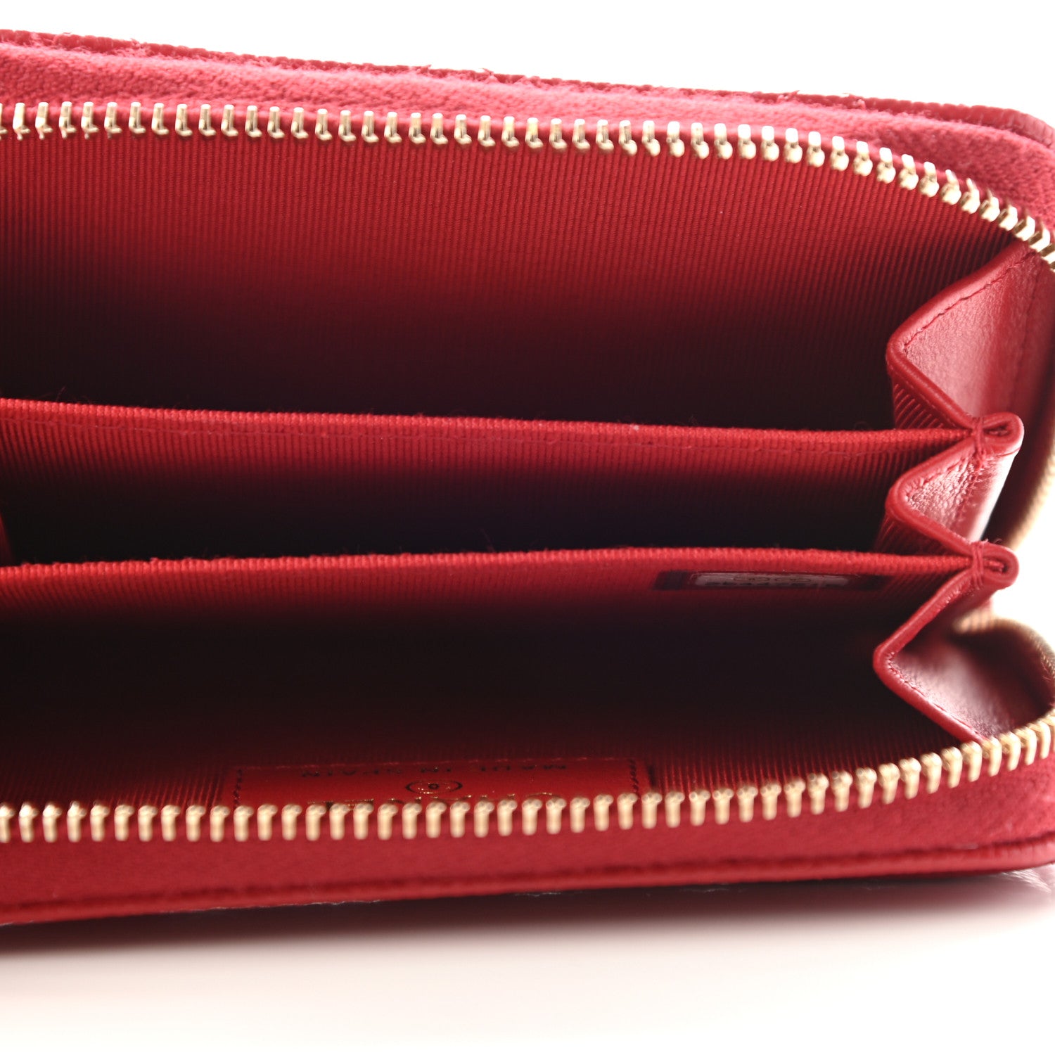 Chanel Caviar Quilted Zip Coin Purse Wallet Red 5 of 7