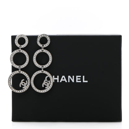 Chanel Crystal CC Triple Drop Earrings Silver 5 of 5
