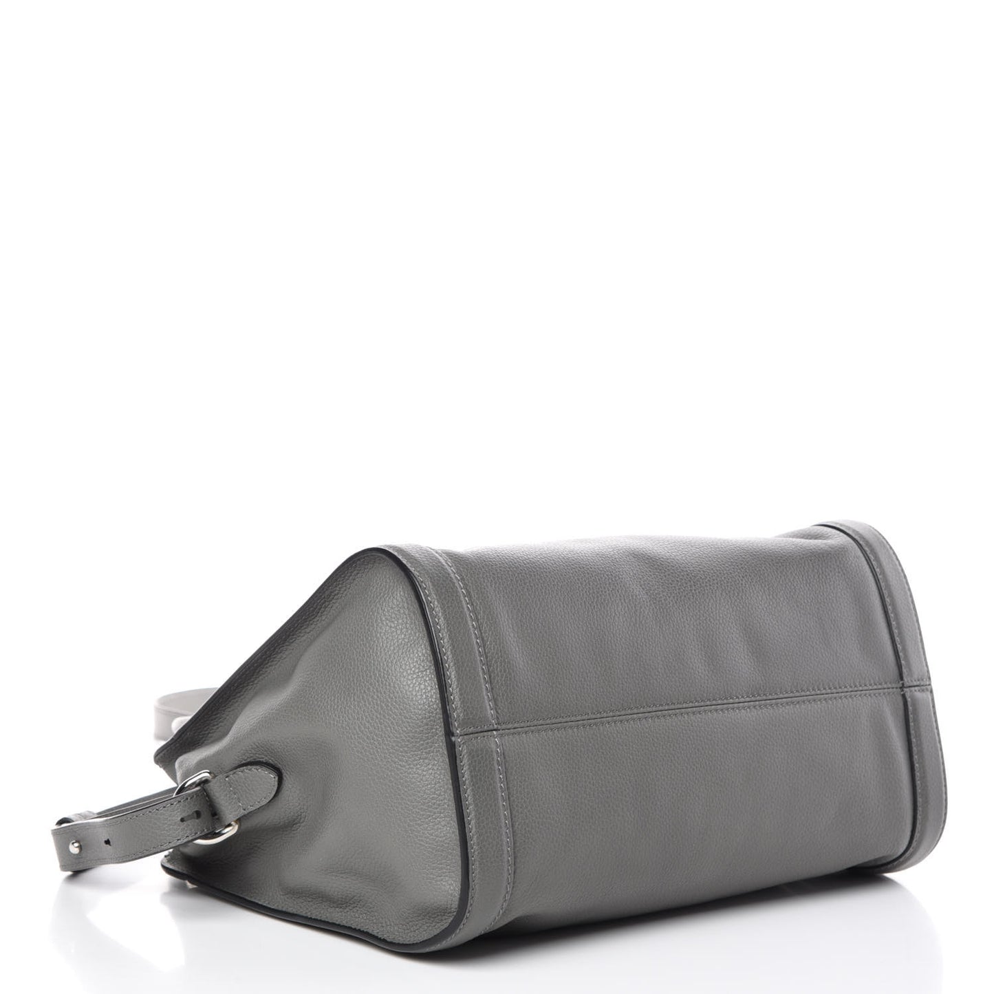 Pebbled Calfskin Small Skull Padlock Zip Around Tote Grey