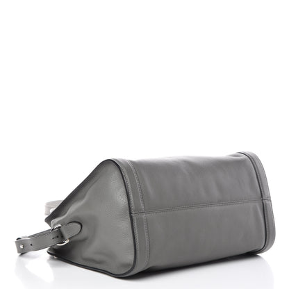 Alexander McQueen Pebbled Calfskin Small Skull Padlock Zip Around Tote Grey 4 of 9
