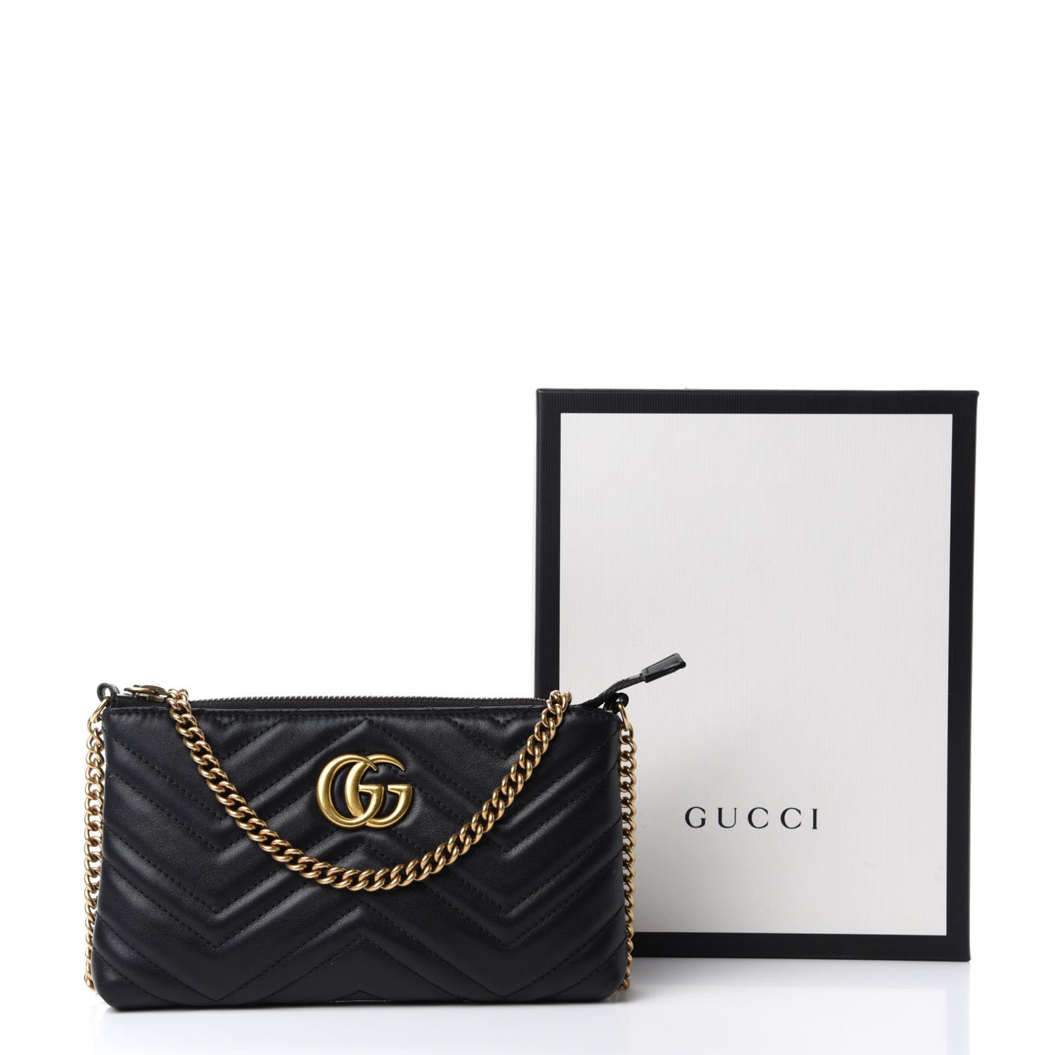 Gucci Calfskin Matelasse Mini GG Marmont Chain Bag Black 14 of 14