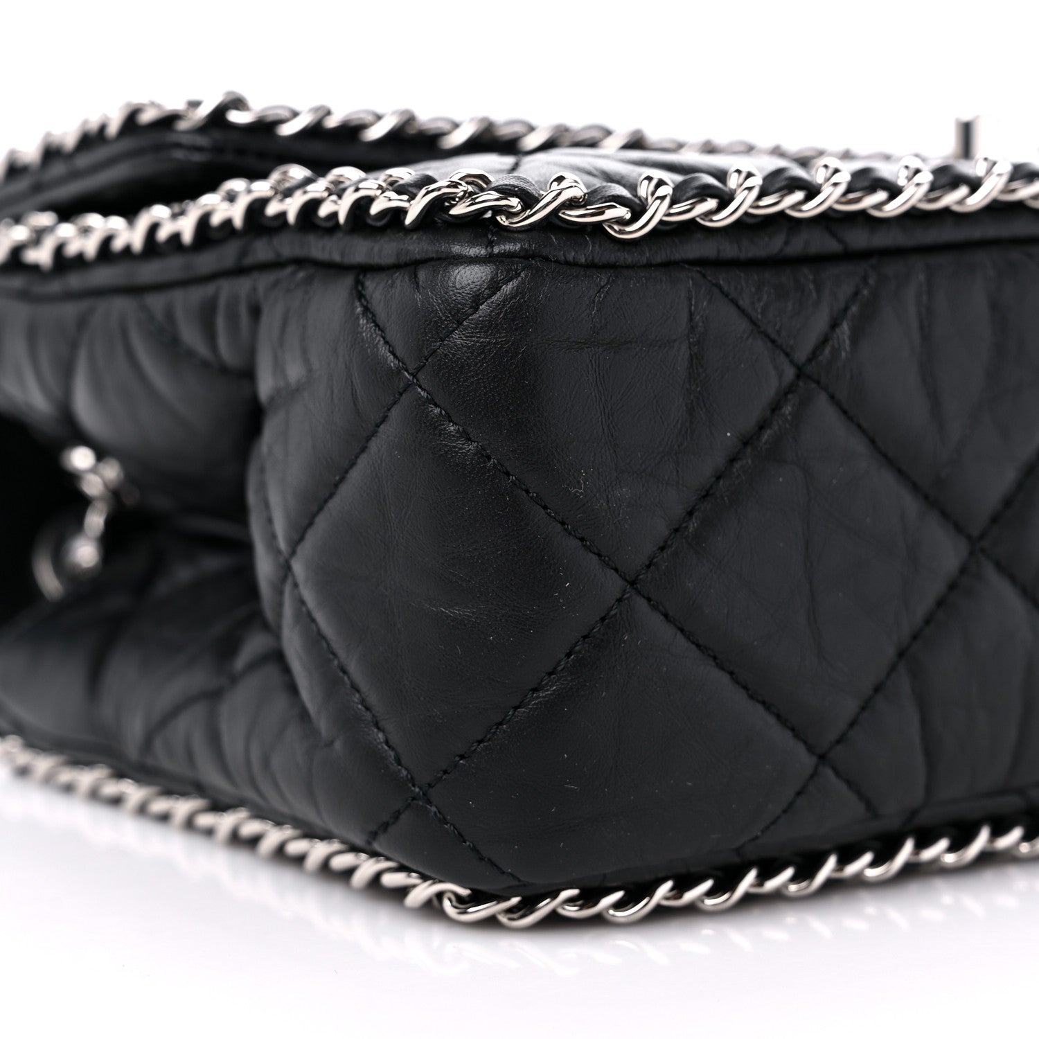 Chanel Crumpled Calfskin Medium Chain All Over Flap Black 8 of 9