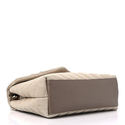 Saint Laurent Linen Y Quilted Monogram Small Loulou Chain Satchel Natural Taupe 4 of 11