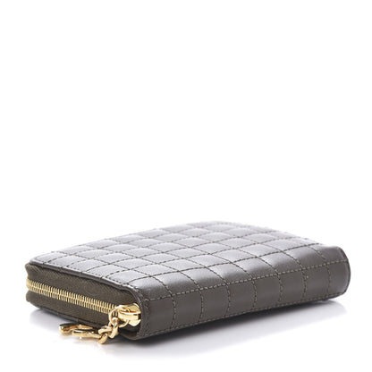 Celine Lambskin Quilted C Charm Zip Around Wallet Khaki 4 of 9