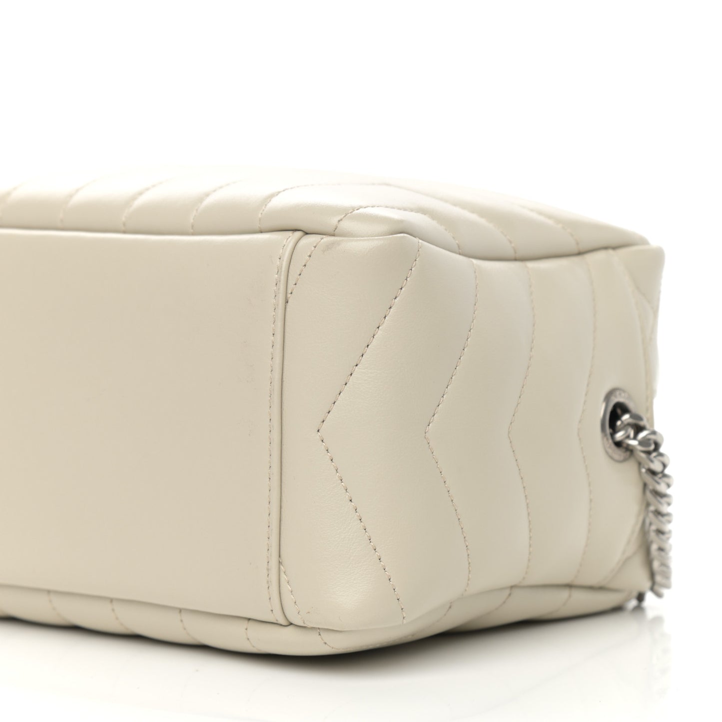 Calfskin Y Quilted Monogram Small Loulou Bowling Bag Ivory