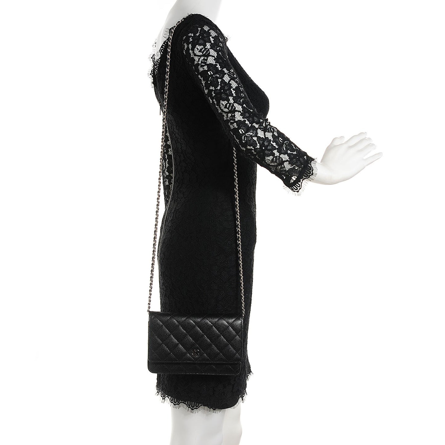 Caviar Quilted Wallet On Chain WOC Black