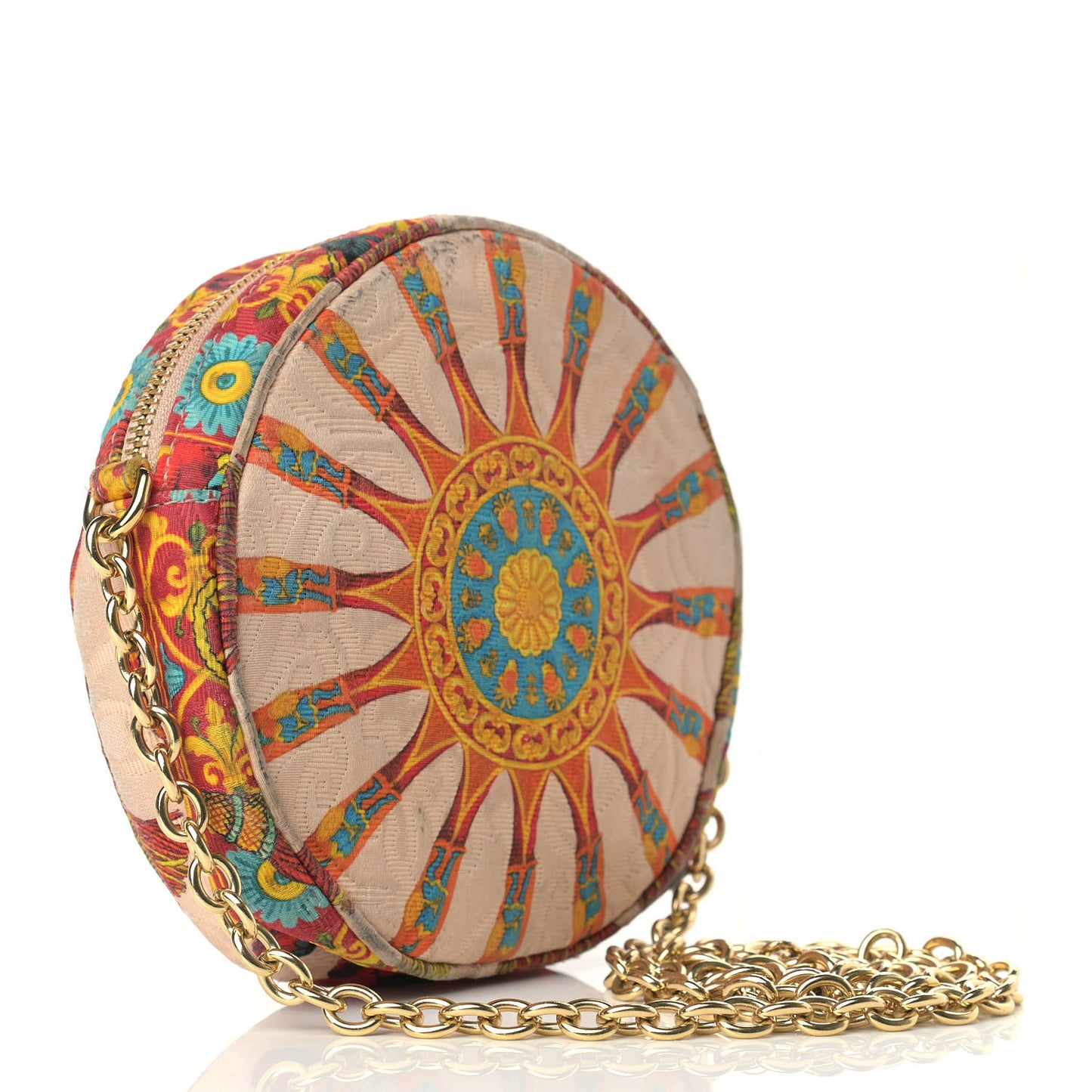 Fabric Floral Print Round Crossbody Multicolor