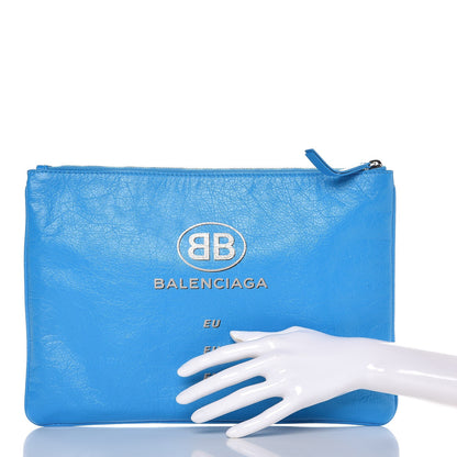 Balenciaga Lambskin Supermarket Clip Pouch M Bleu 2 of 7