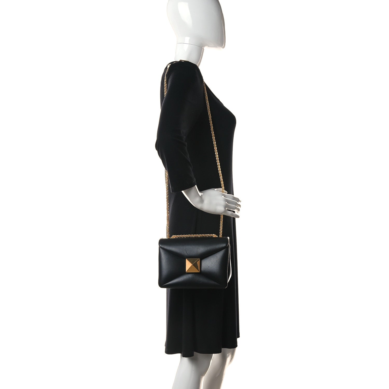 Valentino Garavani Nappa One Stud Chain Clutch Black 2 of 12