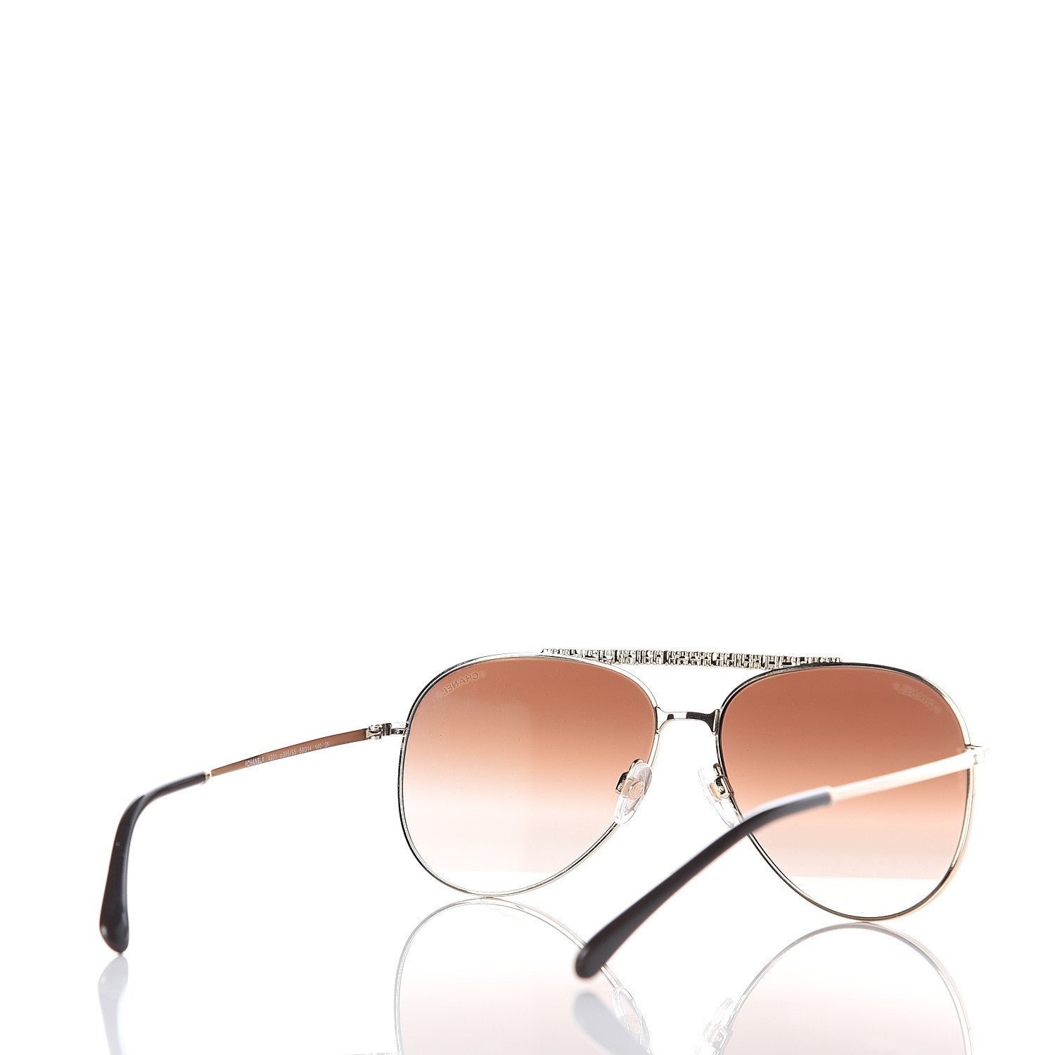 Chanel Aviator Metallic Pilot Sunglasses 4231 Gold 4 of 9
