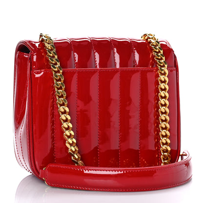 Saint Laurent Patent Matelasse Monogram Small Vicky Chain Bag Red 3 of 8