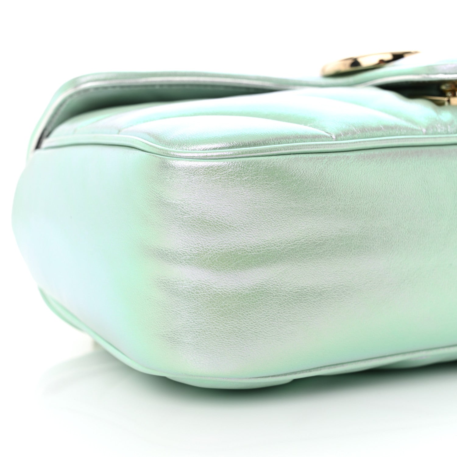 Gucci Iridescent Nappa Chevron Matelasse Small GG Marmont Shoulder Bag Iridescent Salvy Green 9 of 10