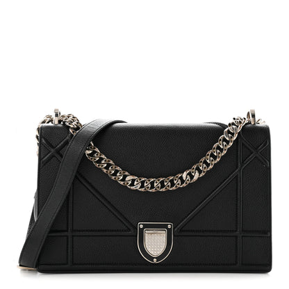 Christian Dior Grained Calfskin Medium Diorama Flap Bag Black 1 of 12