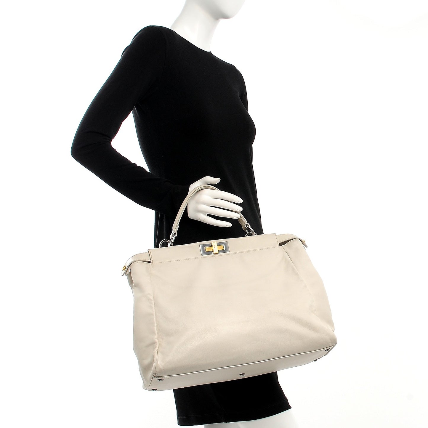 Goatskin Watersnake Large Peekaboo Iconic Satchel White