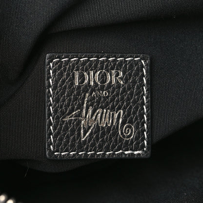 Christian Dior X SHAWN STUSSY Grained Calfskin Bee Saddle Bag Black 6 of 10