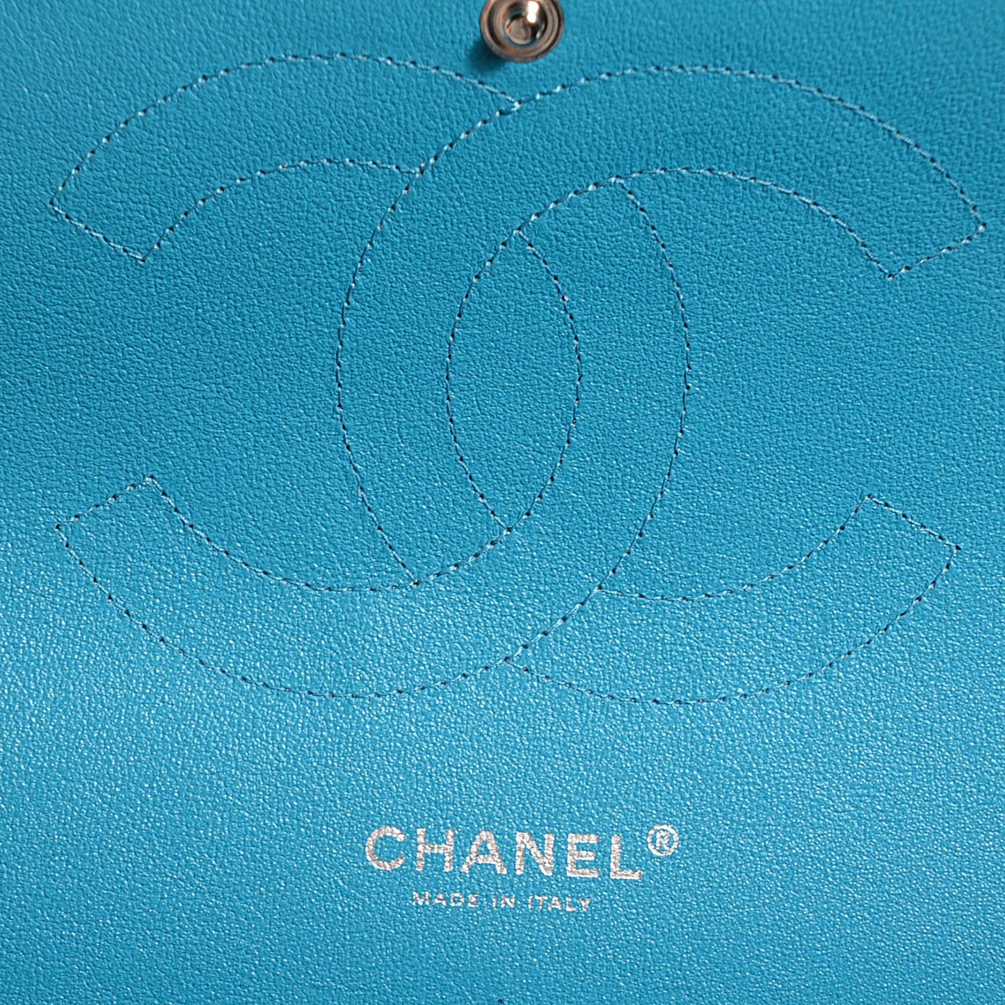 Patent Quilted Jumbo Double Flap Turquoise Blue