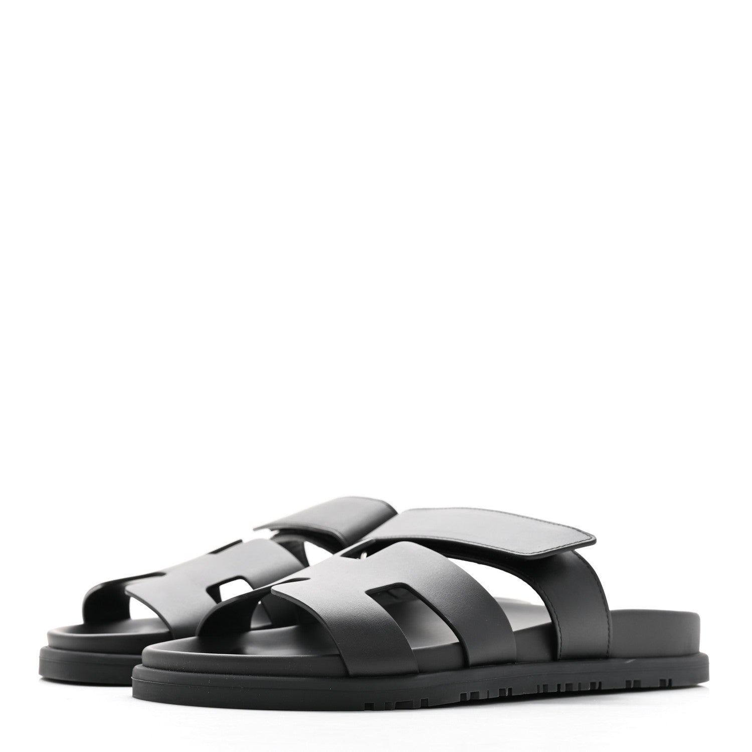 Hermes Calfskin Womens Chypre Sandals 37 Black 3 of 12