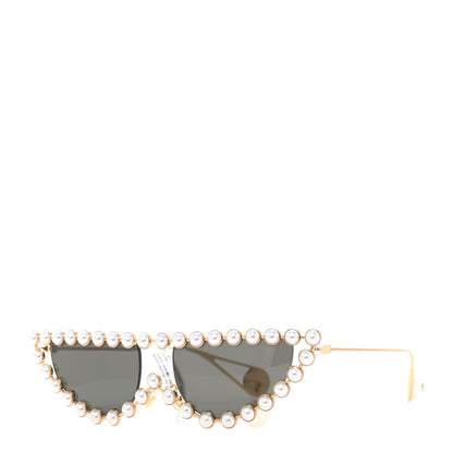 Gucci Metal Pearl Cat Eye Sunglasses GG0364S Gold 1 of 8