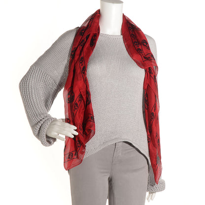 Alexander McQueen Silk Chiffon Skull Scarf Red 2 of 6