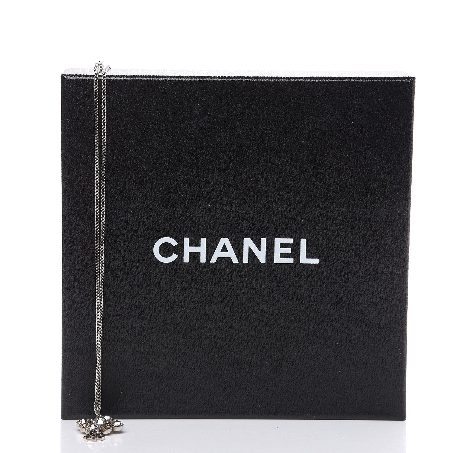 Chanel Crystal CC Drop Pendant Necklace Silver 6 of 6