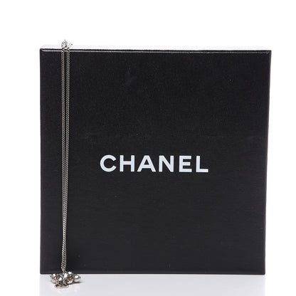 Chanel Crystal CC Drop Pendant Necklace Silver 6 of 6