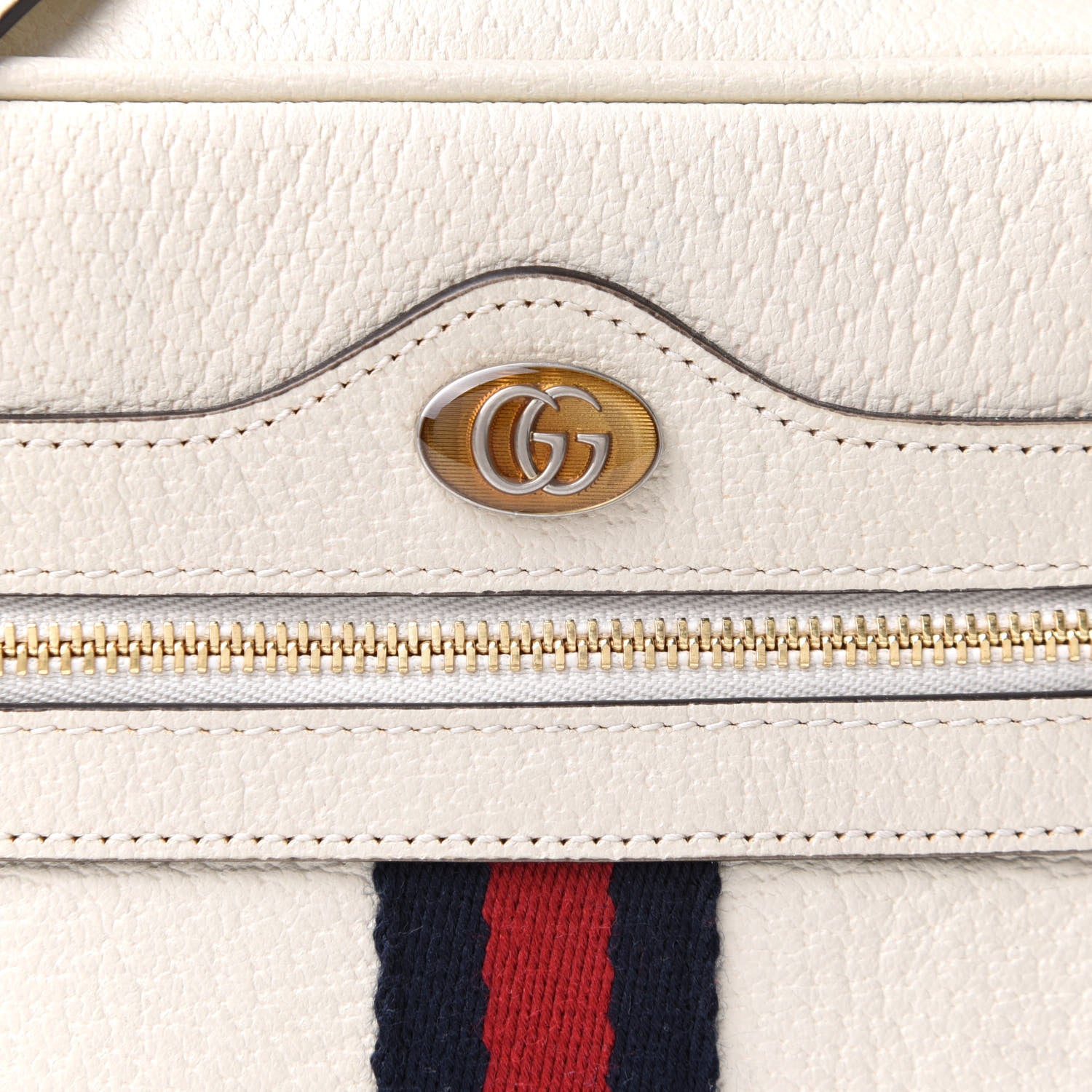 Gucci Textured Dollar Calfskin Web Mini Ophidia Shoulder Bag Mystic White 9 of 12