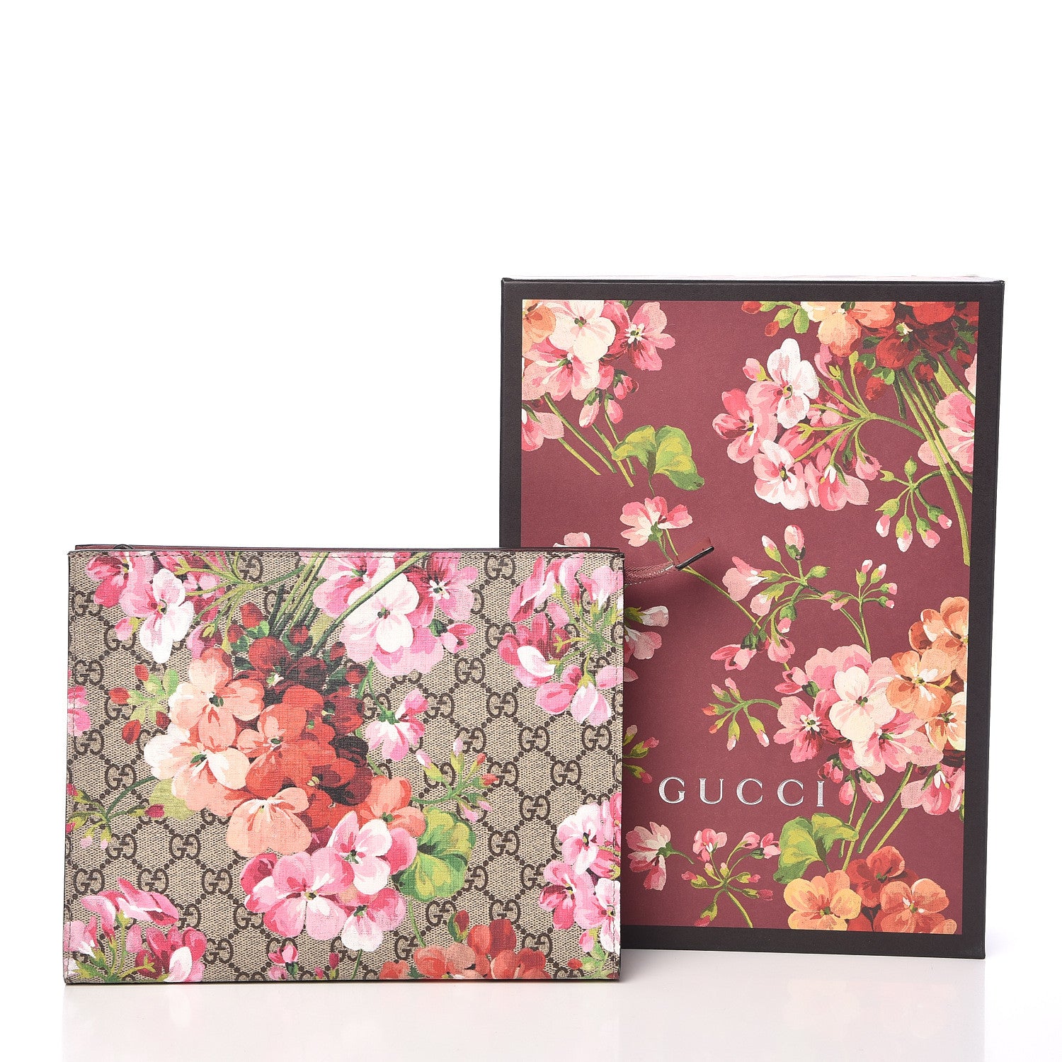 Gucci GG Supreme Monogram Blooms Large Cosmetic Case Beige Multicolor Dry Rose 8 of 8