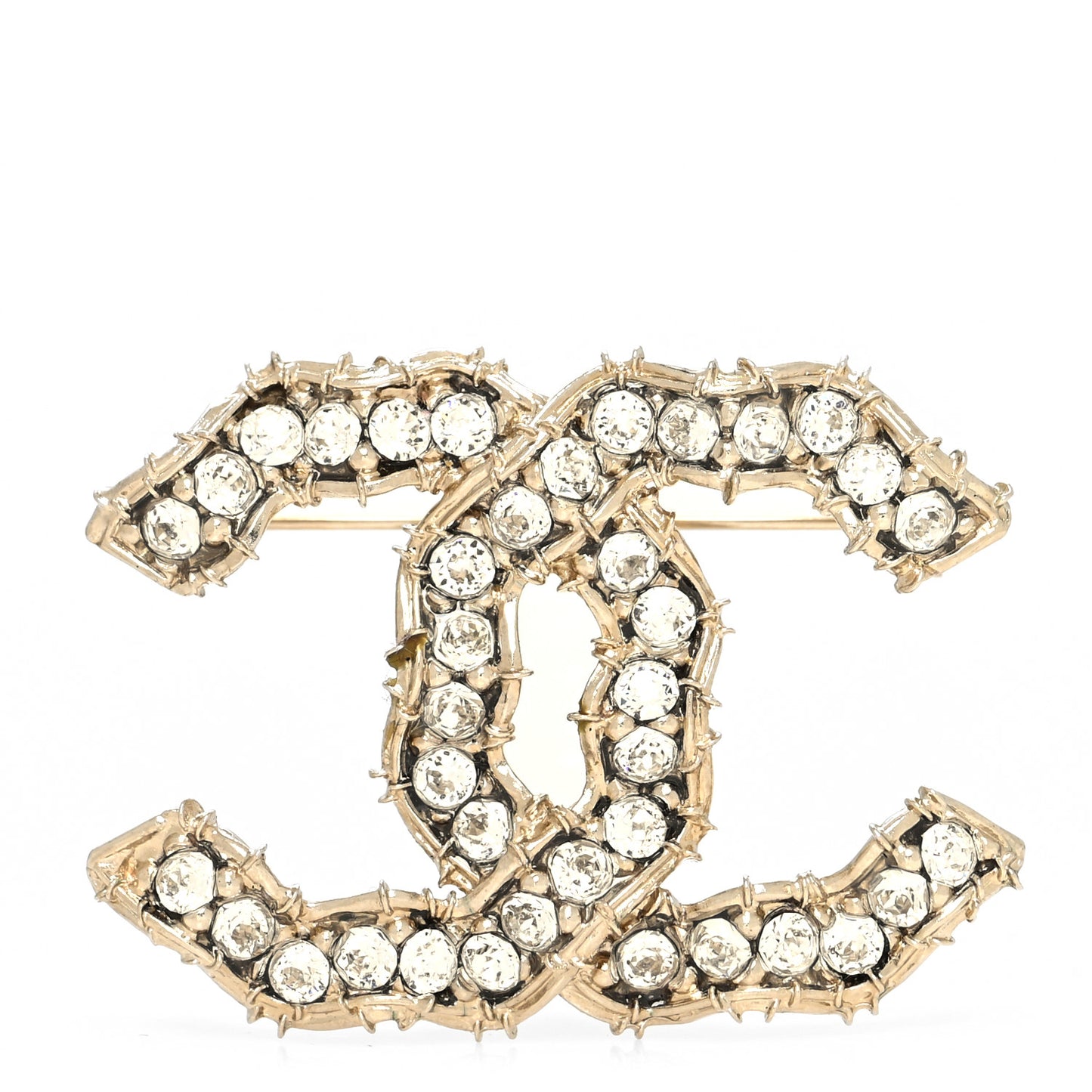Crystal CC Camellia Express Brooch Gold