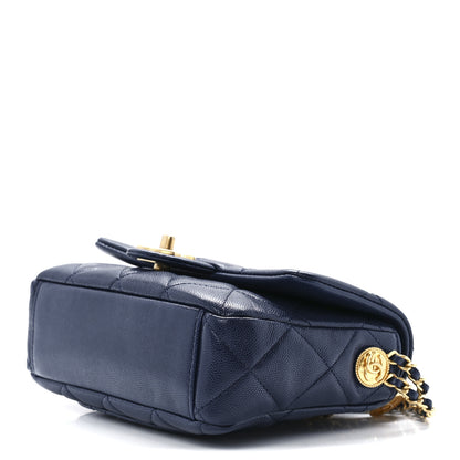 Chanel Caviar Quilted Small Twist Your Buttons Flap Blue 9 of 11
