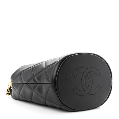 Chanel Lambskin Quilted My Perfect Chain Bucket Drawstring Bag Black 4 of 10