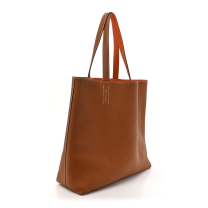 Hermes Taurillon Clemence Double Sens Reversible Tote 35 Gold Orange 4 of 18
