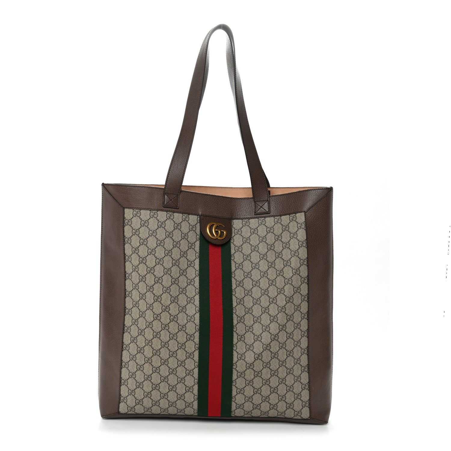 Gucci GG Supreme Monogram Web Large Ophidia Vertical Shopping Tote Brown 1 of 12