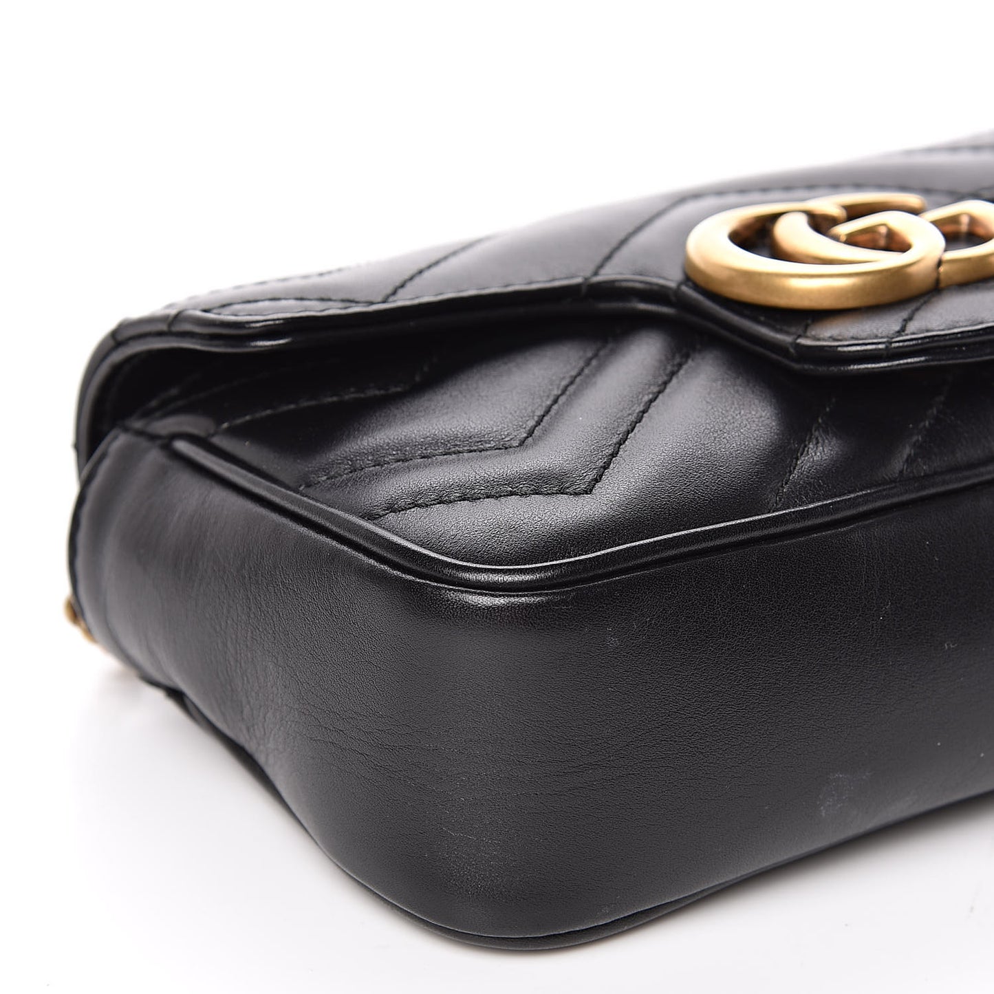 Calfskin Matelasse Super Mini GG Marmont Shoulder Bag Black