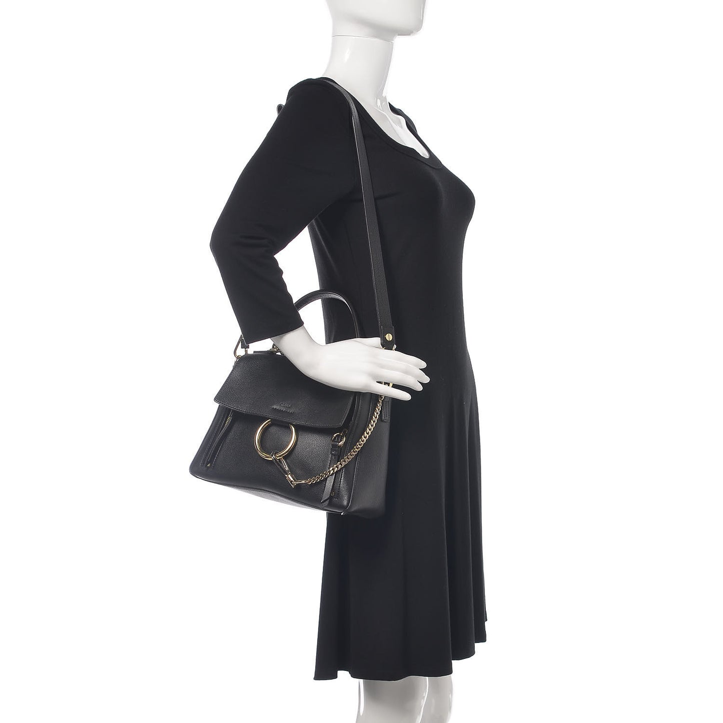 Calfskin Small Faye Day Shoulder Bag Black