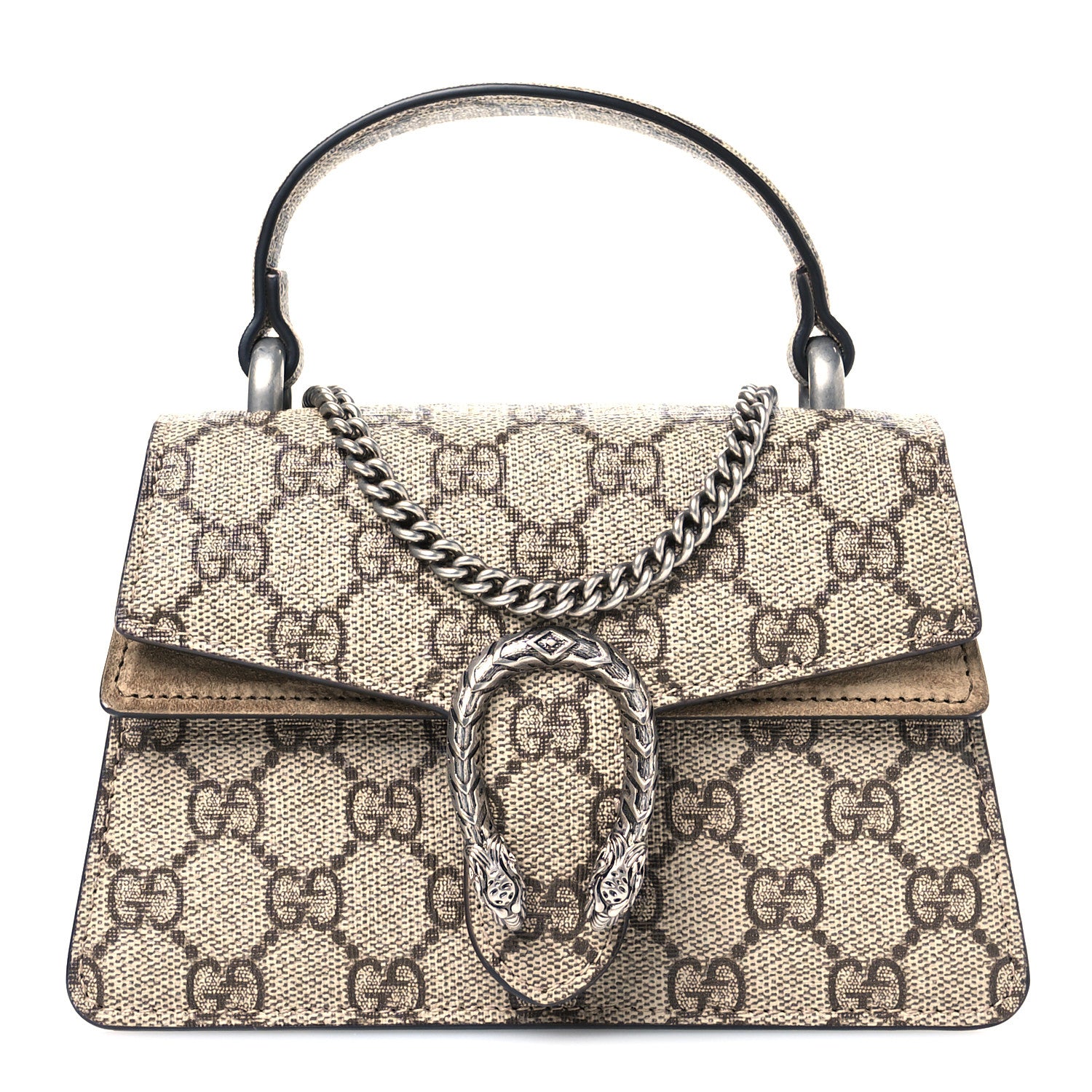 Gucci GG Supreme Monogram Mini Dionysus Top Handle Bag Beige Ebony Taupe 7 of 10