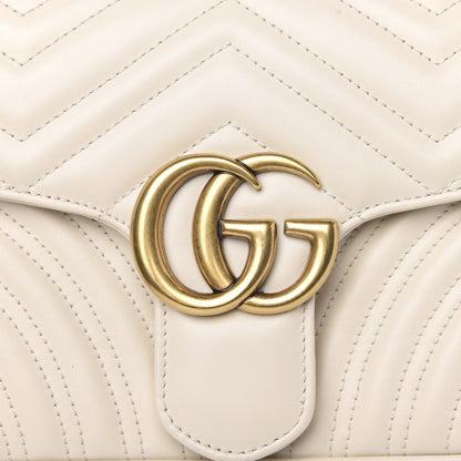 Gucci Calfskin Matelasse Small GG Marmont Shoulder Bag White 6 of 12