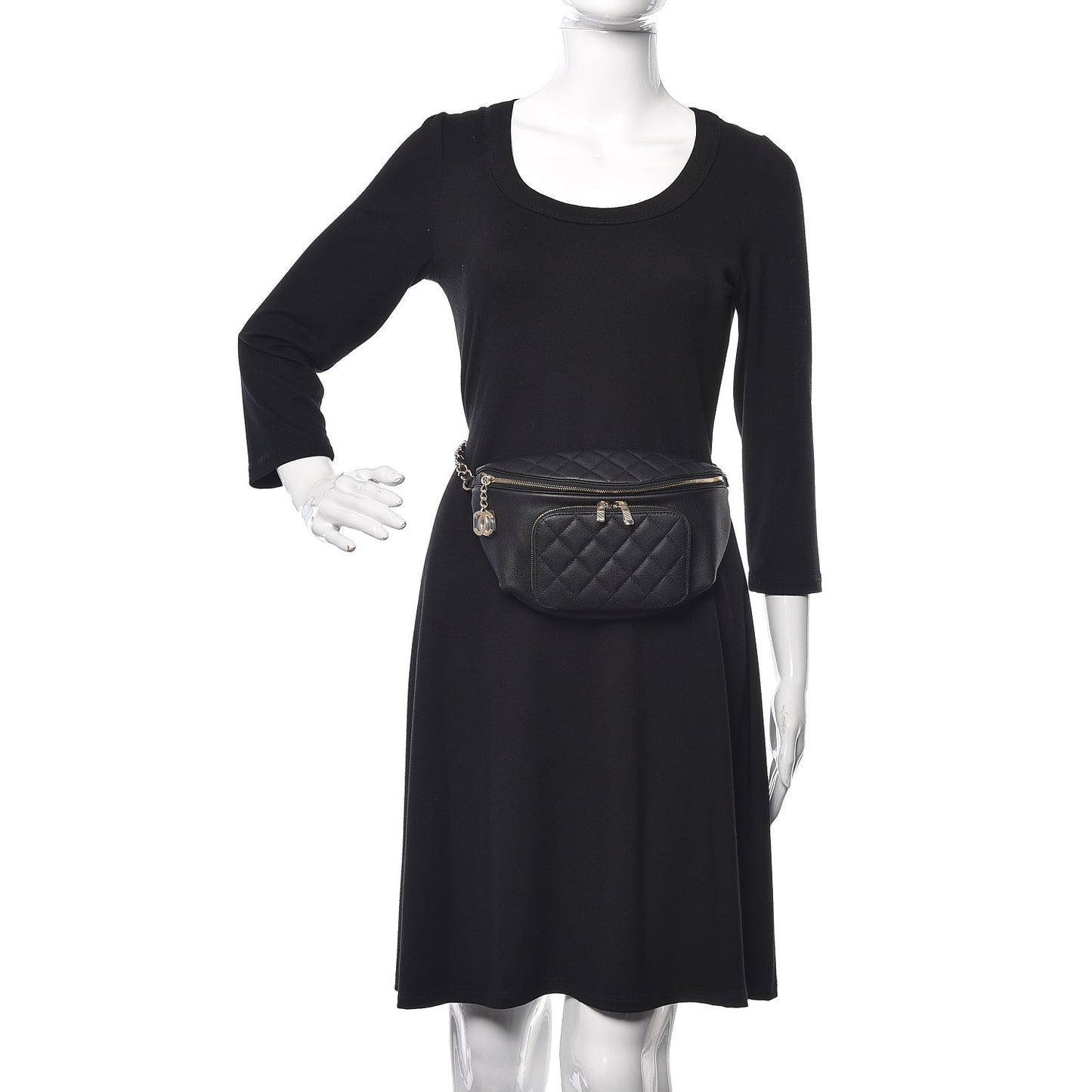 Caviar Quilted Business Affinity Waist Belt Bag Black
