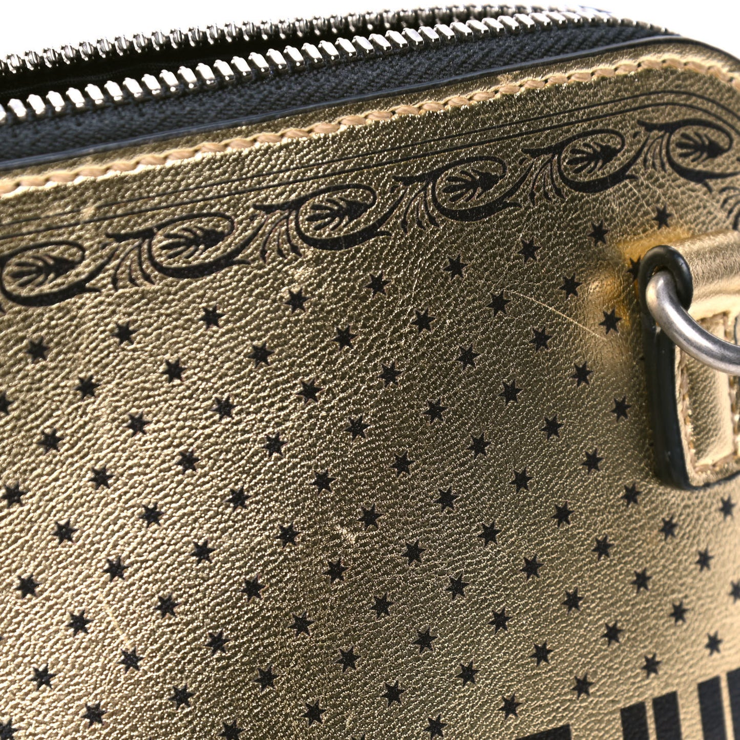 X SEGA Calfskin GUCCY Stars Mini Dome Shoulder Bag Gold