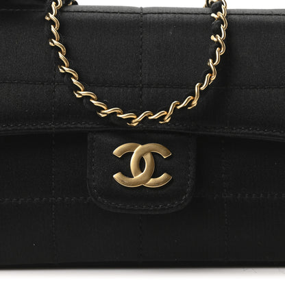 Chanel Satin Chocolate Bar Quilted Camellia Rectangular Mini Flap Black 8 of 11